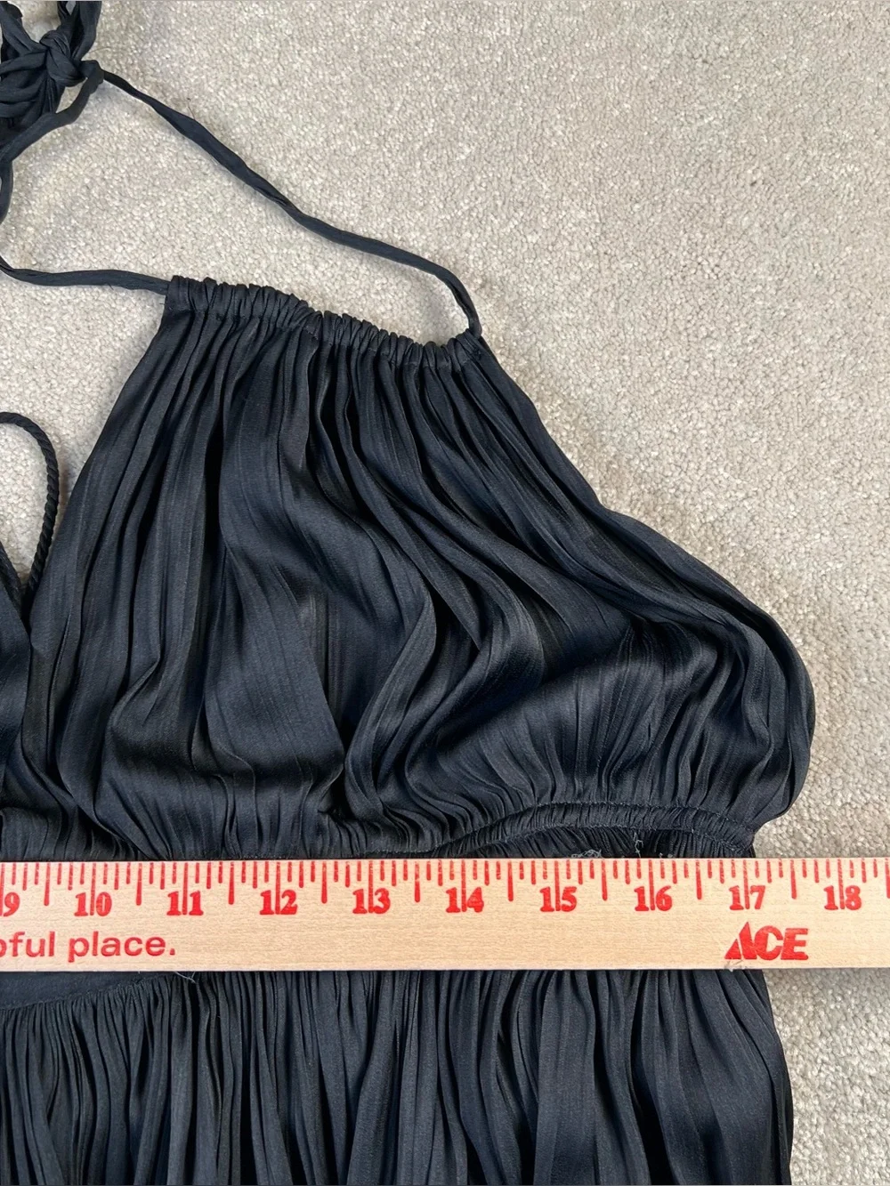 Free People Dress Black Halter 100 Degrees of Shine mini Raw Trim Women's XL